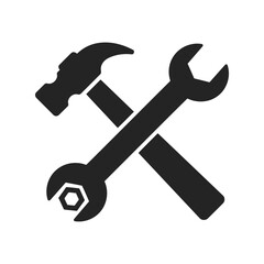 Hammer and wrench crossed vector illustration tools icon repair service symbol diy concept maintenance graphic