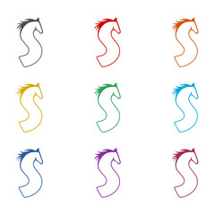 Obraz premium Letter S horse logo design icon isolated on white background. Set icons colorful