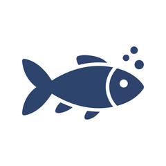 Simple blue fish illustration with bubbles aquatic life marine animal underwater vector graphic