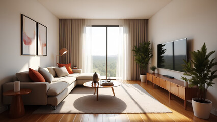 Fototapeta premium Modern living room interior with comfortable furniture 