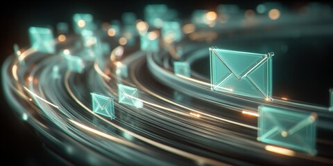 Digital Mail Stream: Conceptual Illustration of Data Transfer and Electronic Communication Channels