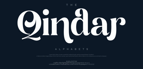 Qindar Creative font. Modern abstract digital tech font. Logo creative font, type, technology, movie, digital, music, movie. Fonts and illustration in vector format.