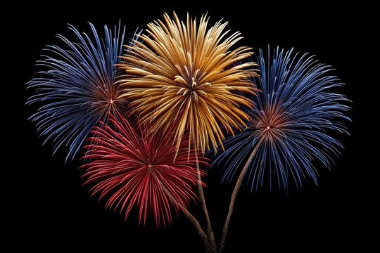 Vibrant display of colorful fireworks exploding in the night sky