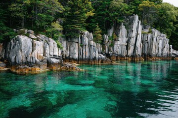 Coastal rocks and crystal clear turquoise water