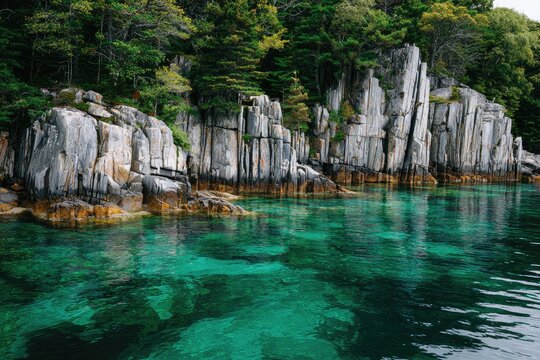 Coastal rocks and crystal clear turquoise water