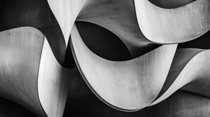 Organic and flowing abstract shapes in black and white creating a captivating geometric pattern