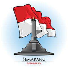 Vector illustration, Tugu Muda, One of the icons of Semarang city.