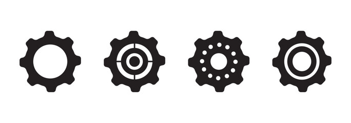 A set of gears. Silhouette of black gear icons.Vector illustration.