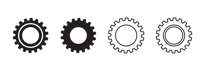 Gear and tools line icon set - minimal maintenance, settings, repair symbols
