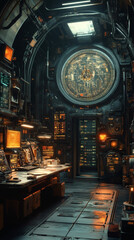 Obraz premium Ultra-modern smart warehouse with AI-driven equipment wallpaper