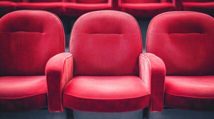 Rows of plush red velvet theater seats create a sense of anticipation and nostalgia