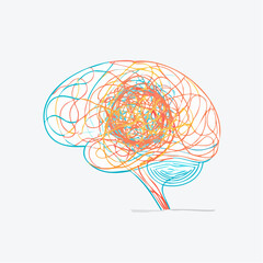 Complex messy connected lines as concept of chaos solving. Process of problem simplifying in mind.
