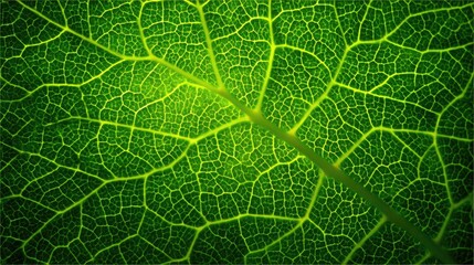 Close-up of leaf veins with intense green detail forming a striking background texture
