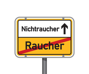 yellow traffic sign with german words non-smoker and smoker isolated vector illustration