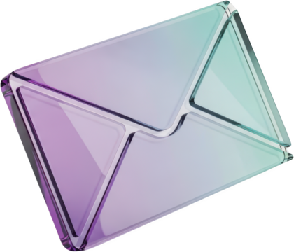 Translucent glass envelope with gradient purple to teal coloring isolate mail message communication correspondence - Powered by Adobe