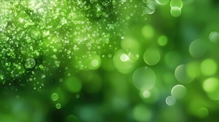 Obraz premium Soft bokeh green background with light spots imitating nature and spring vibes
