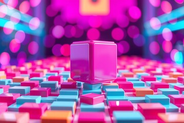 Vibrant abstract data visualization with geometric shapes, ideal for modern analytics, business presentations, corporate infographics, technology concepts, and professional digital design templates.