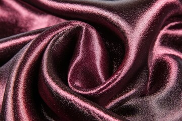 Obraz premium Close-up of draped, deep maroon satin fabric