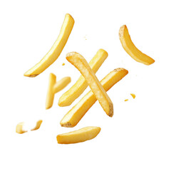 Crispy French Fries in Various Angles and Arrangements, Showcasing Their Golden Texture and Delicious Appearance on Transparent Background
