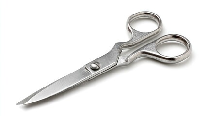 Obraz premium Fine-edged scissors isolated on bright white background, photographed with soft shadow