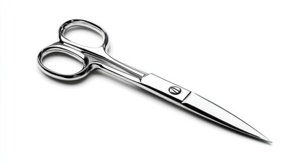 Obraz premium Fine-edged scissors isolated on bright white background, photographed with soft shadow