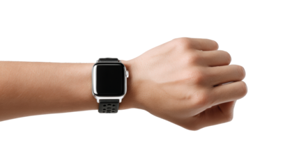 Smartwatch worn on a hand, showcasing modern design and functionality, perfect for fitness and lifestyle.