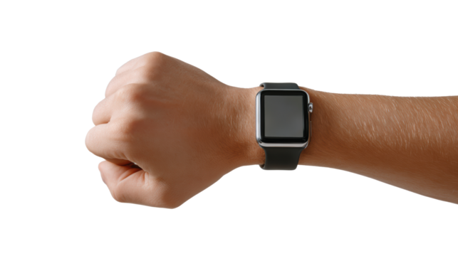 Smartwatch on a person's wrist, modern design, minimalistic appearance, perfect for fitness tracking.