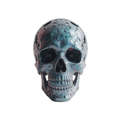 Detailed textured human skull with intricate patterns isolated on transparent background