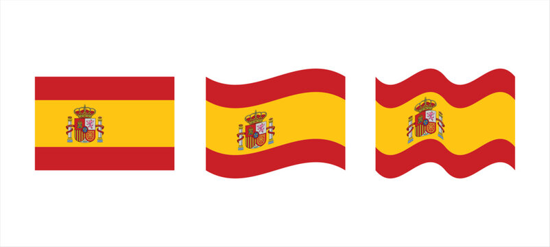 Spain flag waving set flat design vector