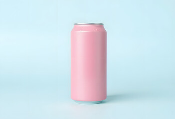 Pink Beverage Can on Blue Background