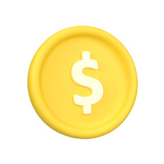 Gold dollar coin isolated 3d render icon illustration