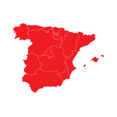 highly detailed Spain map red per area vector