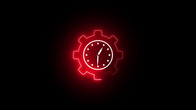 Clock icon time-lapse with a rotating gear .processing from Analog of simple clean timer motion graphic 4k video.Gear Sign icon framework icon A linear animated icon of curriculum development.
