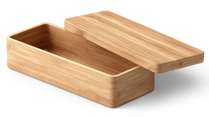 Minimalist bamboo storage container with removable lid positioned on a white background
