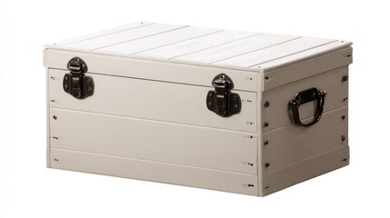 Storage crate-style box with handles on both sides and smooth white finish