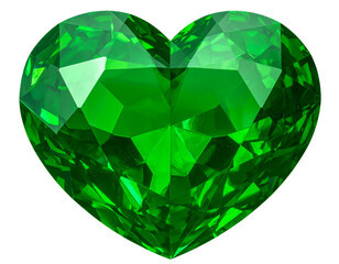 Brilliant Green Heart-Cut Gemstone with Faceted Sparkle, isolated on transparent background PNG