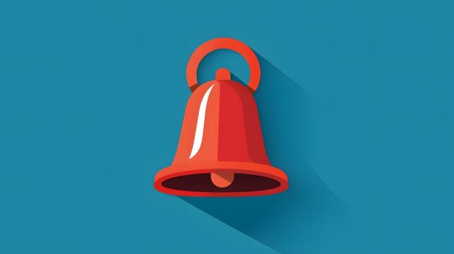 Digital illustration of a red bell with a white clapper and long shadow.