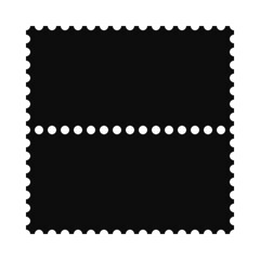 Two Perforated Rectangle Postage Stamps Silhouette