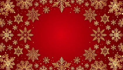 Gold snowflakes on red background