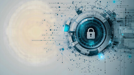 Obraz premium Data Privacy Shield Concept on Neon Circuit Board Grid ネオン回路基板グリッド上のデータプライバシー保護概念