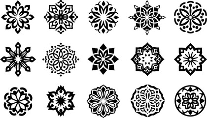 Arabic Oriental Floral Vector Elements – Traditional Black Arabesque Icons Ornament