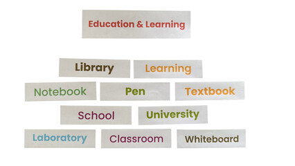Education and Learning Word Cloud PNG ‚Äì Paper Cutout Style for School and Teaching