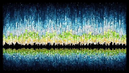 Abstract cityscape with vibrant color variations. 