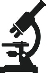 Microscope Silhouette – Laboratory Science and Research Vector Illustration