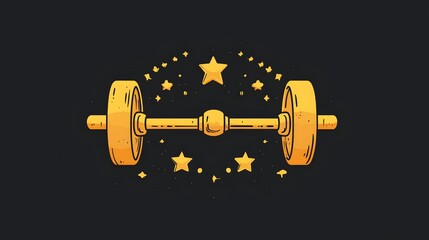 Digital illustration of a cartoon barbell with sparkling stars.