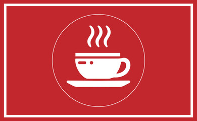 Hot Coffee Cup Sign Vector with maroon color background