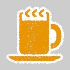Fuzzy Grunge Style Orange Hot Coffee Mug Icon Vector Design
