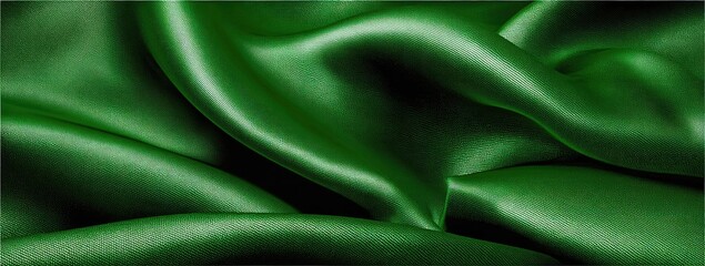 Obraz premium Deep green satin fabric with smooth folds