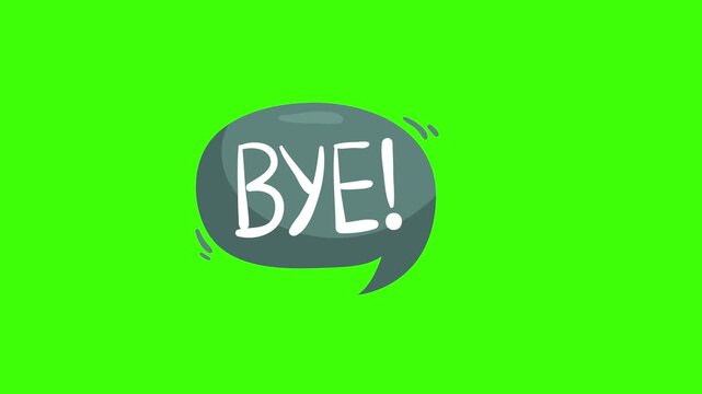 Green screen bubble, green rounded comic style callout with bold white bye text in animated motion perfect for farewells social media content and creative video overlays

