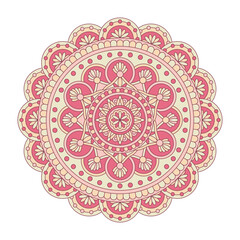Vector mandala isolated on white background. Ornament card with colored mandala. Oriental pattern, vintage decorative element for design